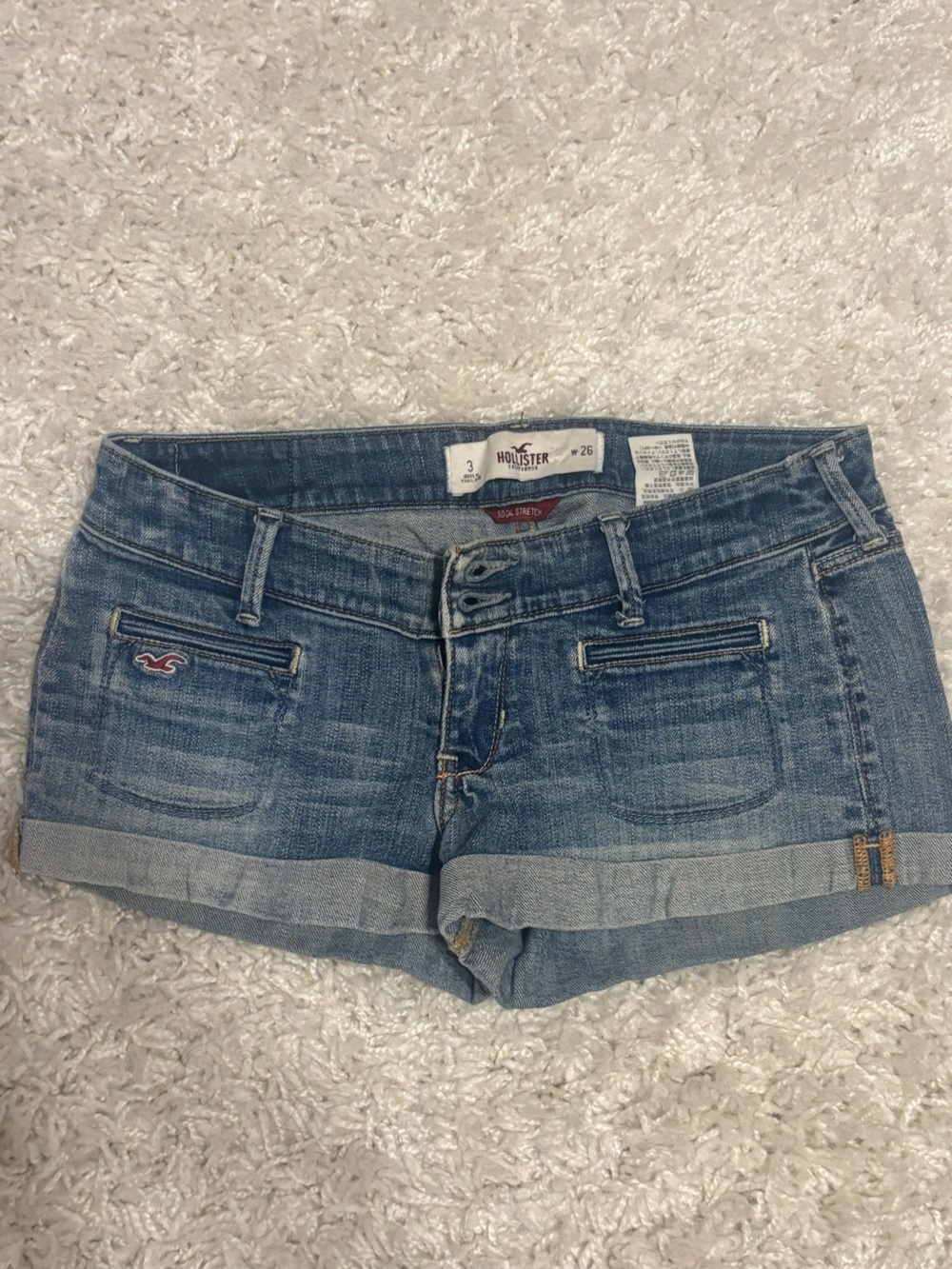 Hollister Women's Medium Blue Denim Cuffed Shorts
